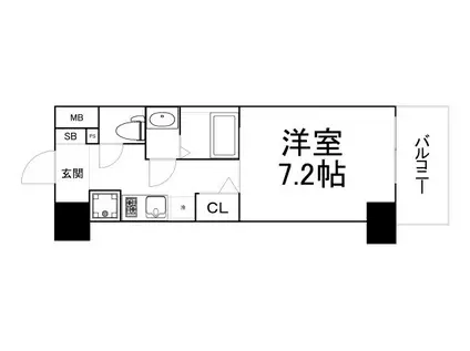 プランドール大手前レジデンス(1K/5階)の間取り写真