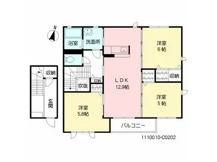 サンフラワー(3LDK/1階)の間取り写真