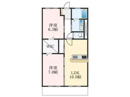 コントレール高師浜(2LDK/3階)の間取り写真