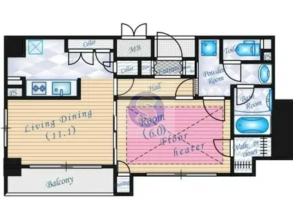 エステムプラザ梅田ウエスト(1DK/3階)の間取り写真