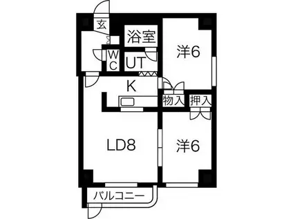 LOUVRE豊平(2LDK/1階)の間取り写真