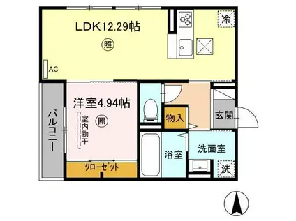 PREMILIFE K2(1LDK/1階)の間取り写真