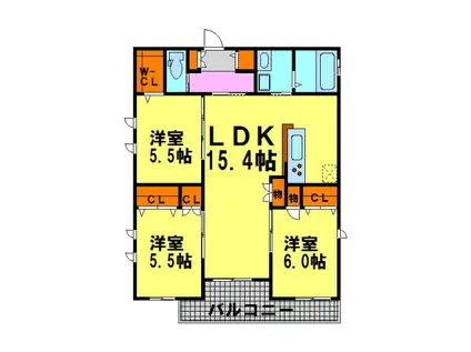 CHIETEAULACODA(3LDK/3階)の間取り写真