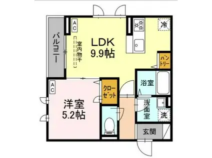 ディーブレス港南中央(1LDK/3階)の間取り写真