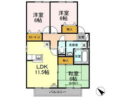 サンコート(3LDK/2階)の間取り写真