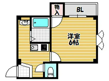 アンビエント三箇(1K/2階)の間取り写真