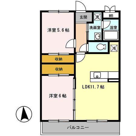 セピアコート(2LDK/3階)の間取り写真