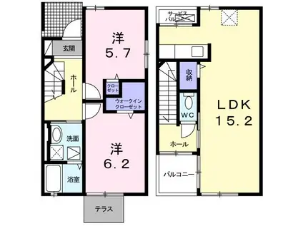 ミニョン シャトー(2LDK/1階)の間取り写真