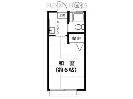 ビューハイム(1K/2階)の間取り写真