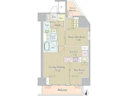 ヴェルデュール高田馬場(2LDK/4階)の間取り写真