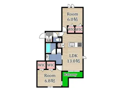内代レジデンスサウス(2LDK/2階)の間取り写真
