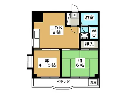 パレス葵(2LDK/1階)の間取り写真