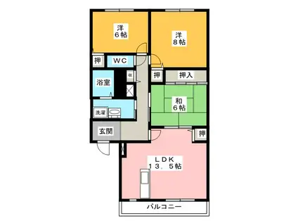 アミティ21(3LDK/2階)の間取り写真