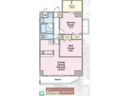 プレド・ラガール(2LDK/2階)の間取り写真