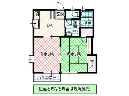 シーライフ豊岡B(2DK/1階)の間取り写真