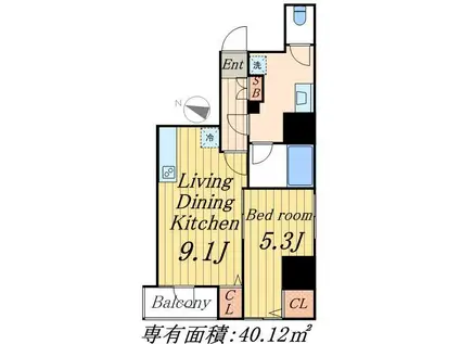 エストゥルース入谷(1LDK/7階)の間取り写真