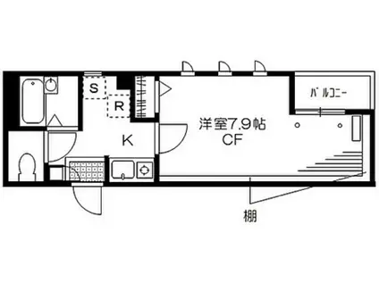 クレセント戸山(1K/3階)の間取り写真