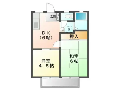 シティおかやま(2DK/1階)の間取り写真