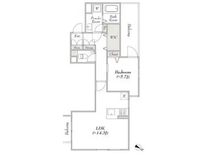レンブラン赤堤(1LDK/4階)の間取り写真