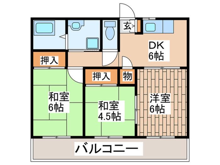 コートパル戸塚(3DK/3階)の間取り写真