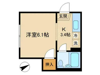 アネスタ・インパルス(1K/1階)の間取り写真