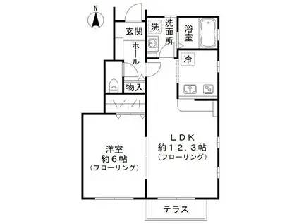 グリーンフォレストII(1LDK/1階)の間取り写真