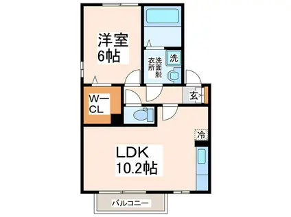 レジデンス95 E(1LDK/2階)の間取り写真