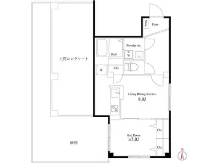 プラージュ早稲田(1K/1階)の間取り写真