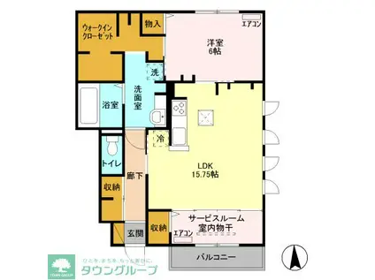 クラーレY(1LDK/1階)の間取り写真