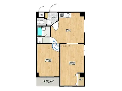 プランドール照ヶ丘(2DK/5階)の間取り写真