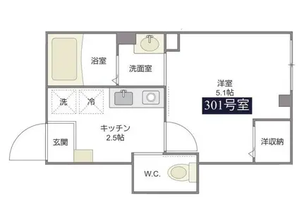 ベルメゾンII(1K/3階)の間取り写真