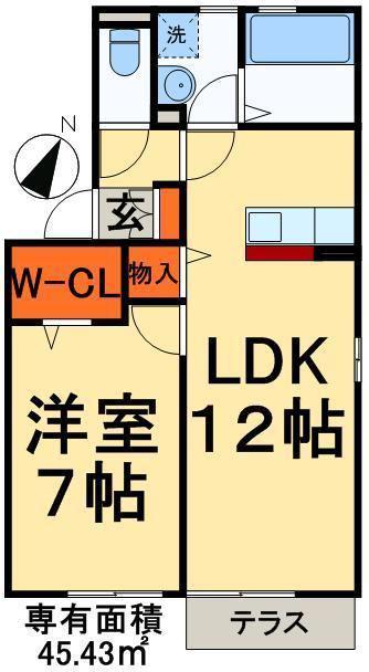 ストリーム(1LDK/1階)の間取り写真