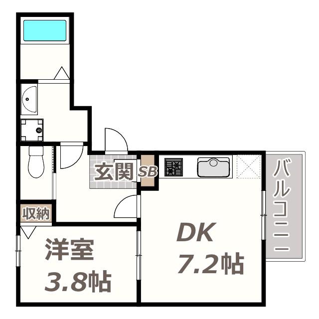 モアナ住吉(1LDK/2階)の間取り写真