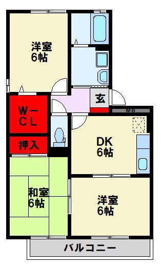 BEEASE(3DK/3階)の間取り写真