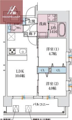 スプランディッド玉造DUE(2LDK/5階)の間取り写真