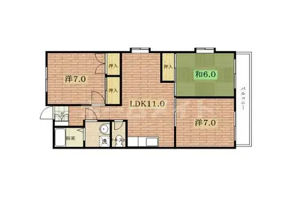 パステル新堂(3LDK/3階)の間取り写真