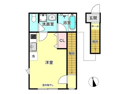 ティサージュ屋形(ワンルーム/2階)の間取り写真