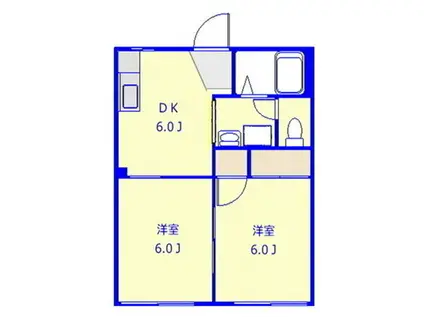 フォーブル四季美台(2DK/1階)の間取り写真