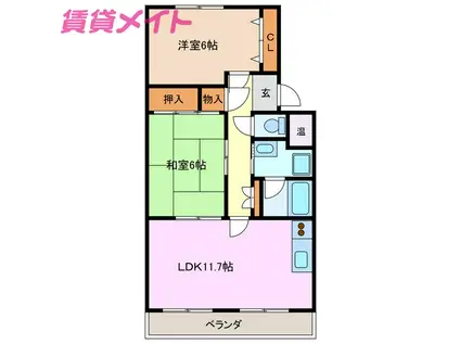 ファミーユ(2LDK/2階)の間取り写真