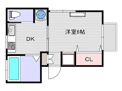 フローラルハイツ海士江2番館(1K/2階)の間取り写真