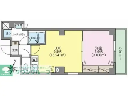 MOCA(1LDK/4階)の間取り写真