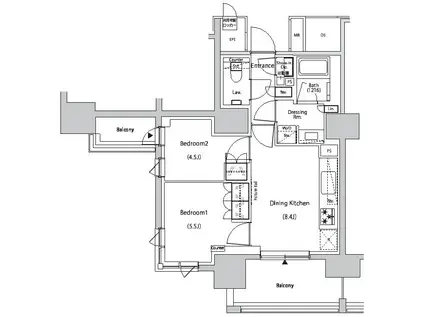 ザ・パークハビオ目白タワー(2DK/13階)の間取り写真