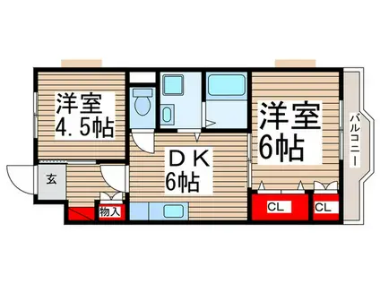 ハウス・Y(2DK/2階)の間取り写真