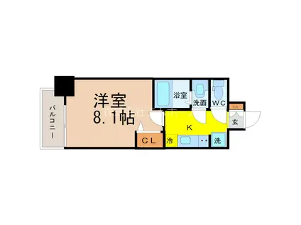 プレサンス東別院駅前(1K/8階)の間取り写真