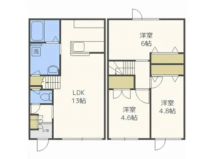 ROSE COURT B(3LDK/1階)の間取り写真
