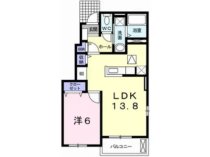 ネオ・ヒルサイド(1LDK/1階)の間取り写真