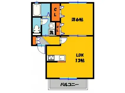スプレモ泉が丘(1LDK/2階)の間取り写真