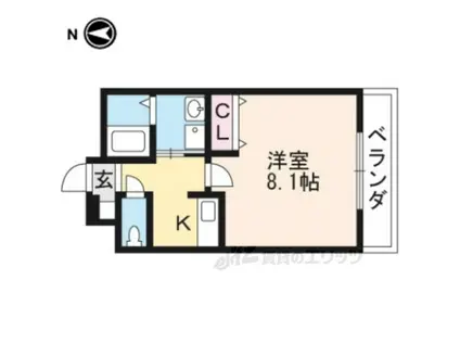 クレドール東福寺(1K/1階)の間取り写真