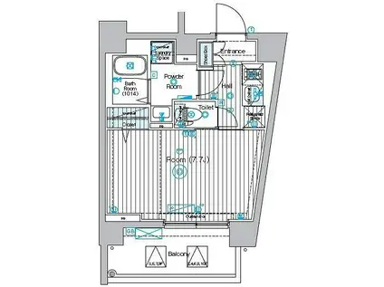 フェルクルールプレスト千住関屋(1K/2階)の間取り写真
