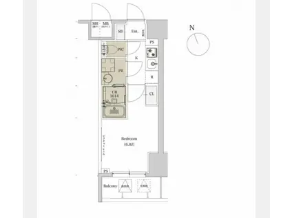 ディームス品川戸越II(1K/9階)の間取り写真